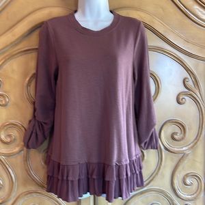 Altar’d State plum ruffle blouse